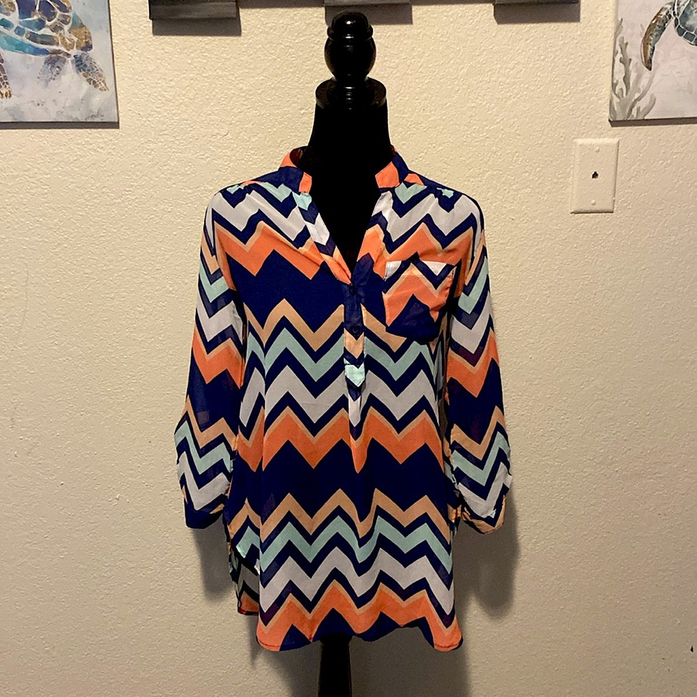 "Wishful Park" Chevron Blouse